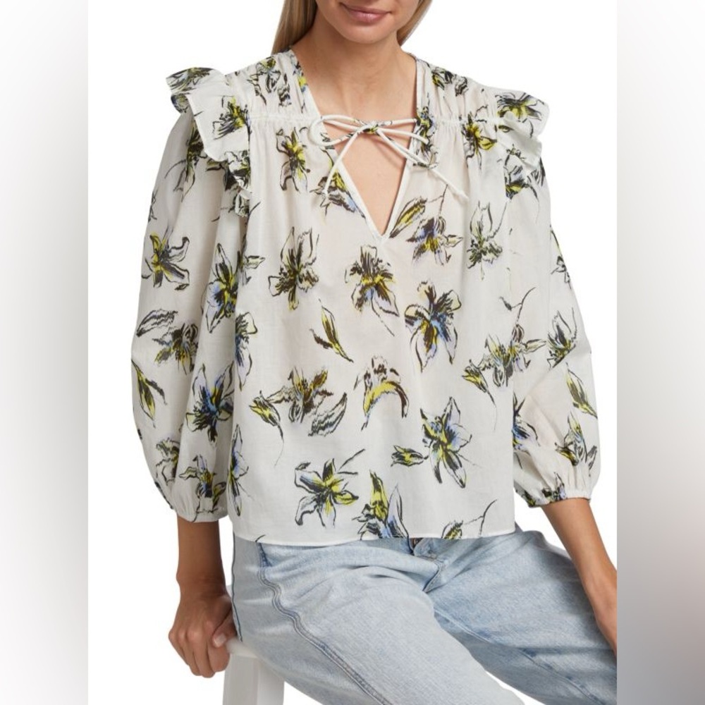 Tanya Taylor Delaney Floral Cotton Top - Picture 2 of 12